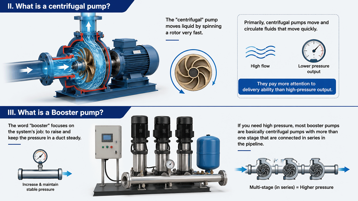 What is a centrifugal pump and a booster pump