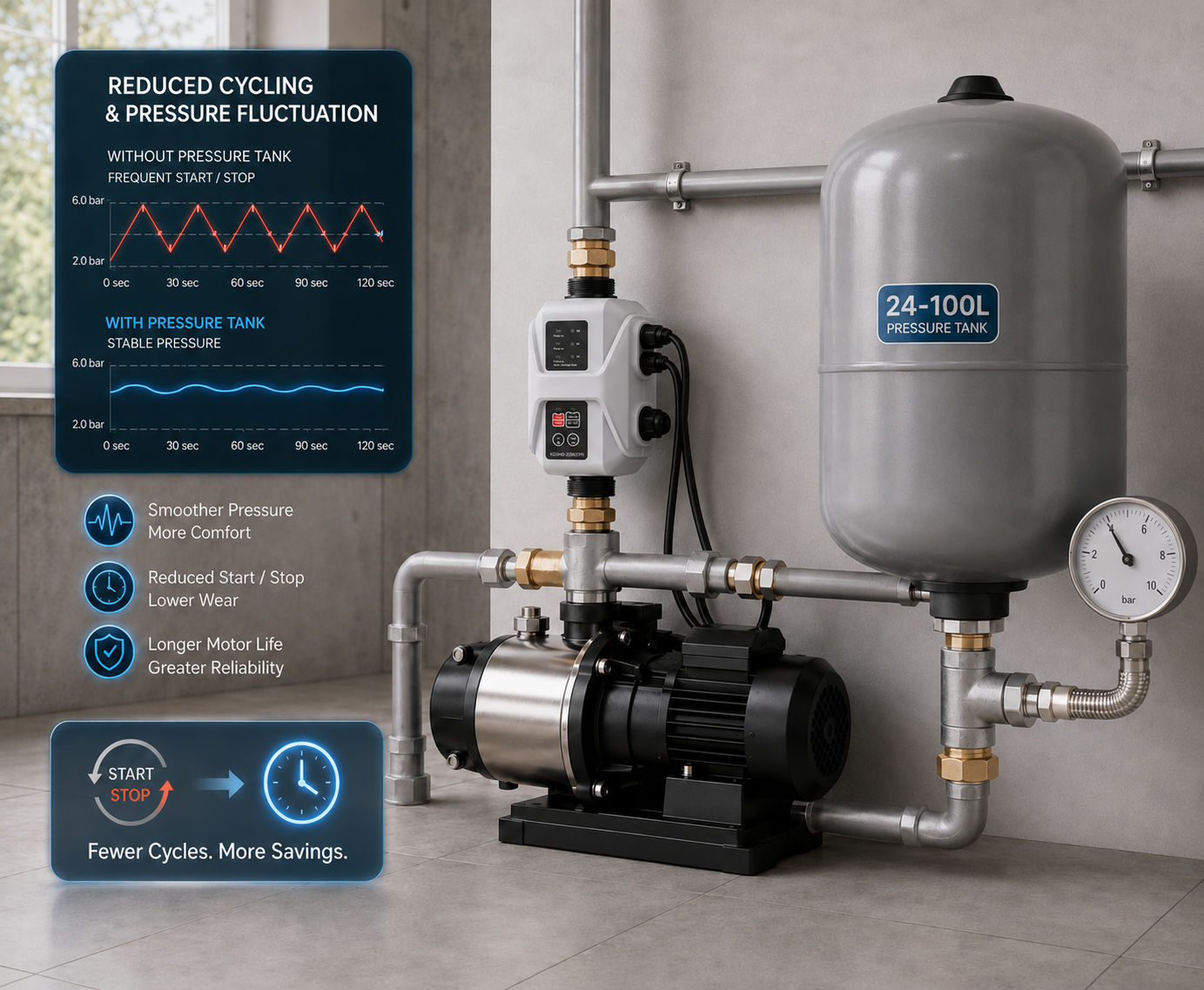 Reduced Cycling & Pressure Fluctuation