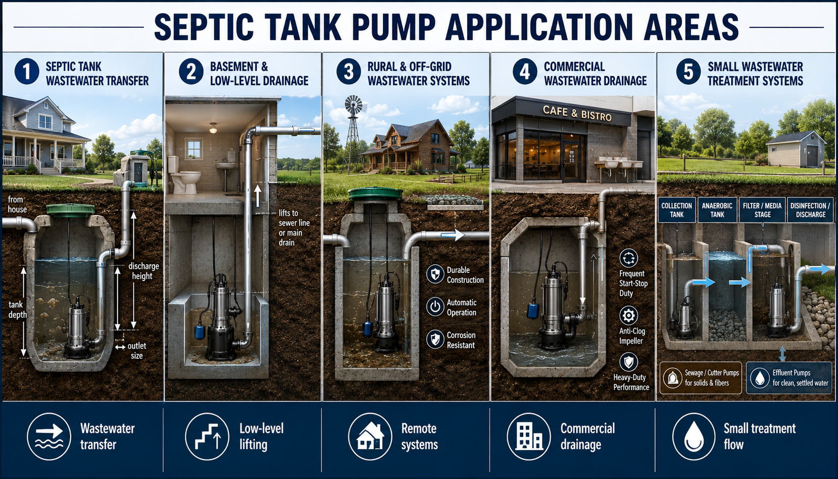 Septic Tank Pump Application Areas